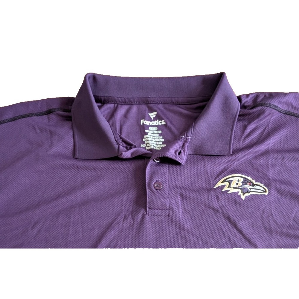 Baltimore Ravens Golf Polo Shirt Purple Embroidered Fanatics Men's 5XL NFL